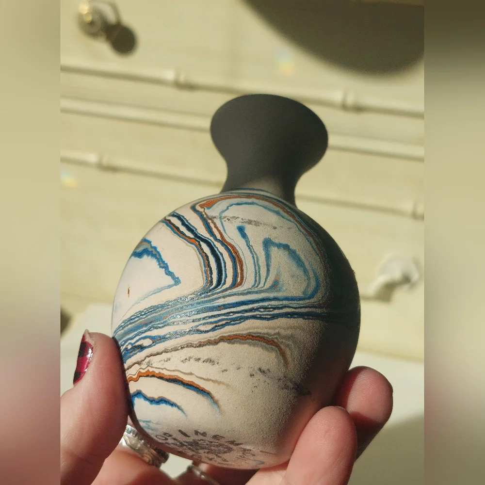 VTG Nemadji Pottery swirl pattern studio art mini vase 4.25 in - Picture 2 of 4